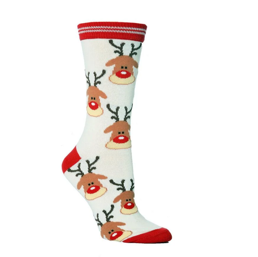 Women′s Christmas Holiday Socks Cotton Knit Crew Xmas Socks for Girls Novelty Christmas Gifts