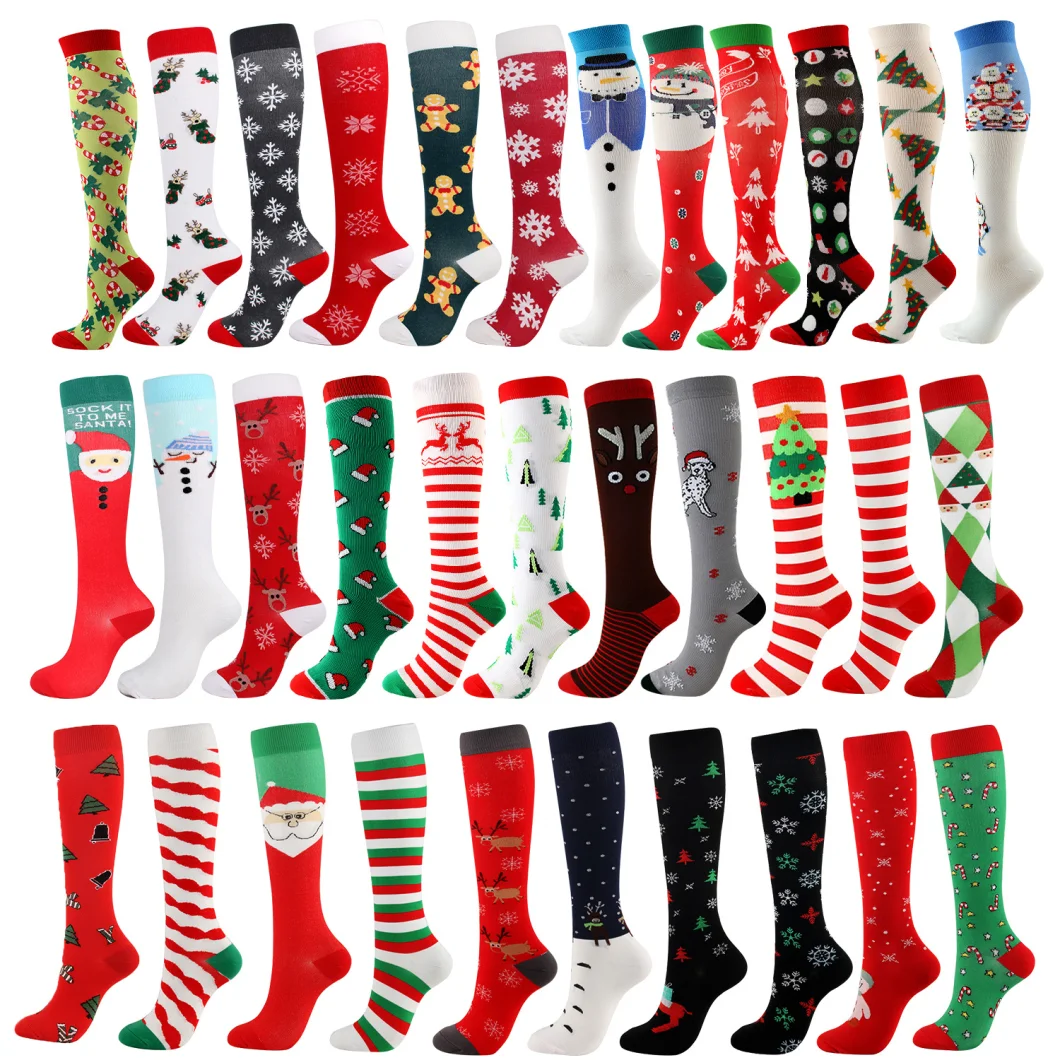 Wholesale Cotton Soft Cozy Warm Knee High Nonslip Grip Christmas Socks for Women