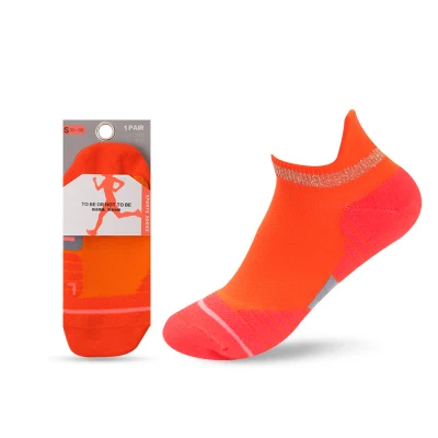 Laranja Clow Cut Tornozelo Meias Masculinas Femininas Malha Respirável Caminhada Compressão Meias Atléticas Personalizadas para Corrida Esportiva